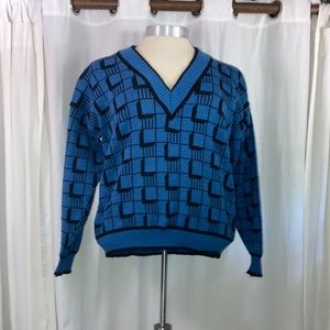 Andrew St. John vintage blue and black sweater